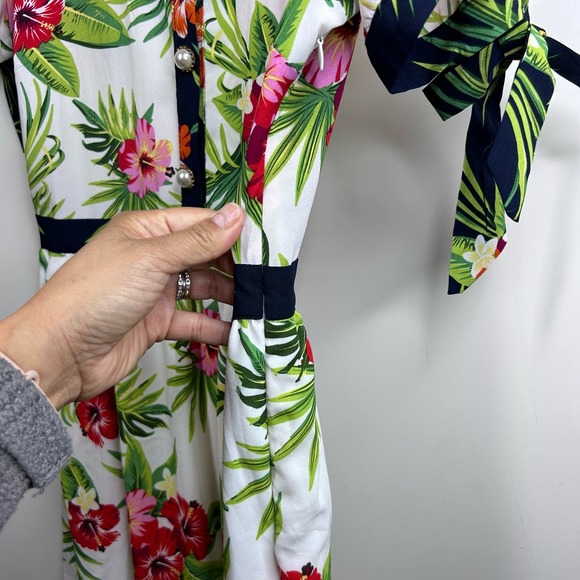 The Moon Retro 70's Boho Tropical Vacation Hawaiian Pearl Button Up Maxi Dress S - Picture 10 of 16